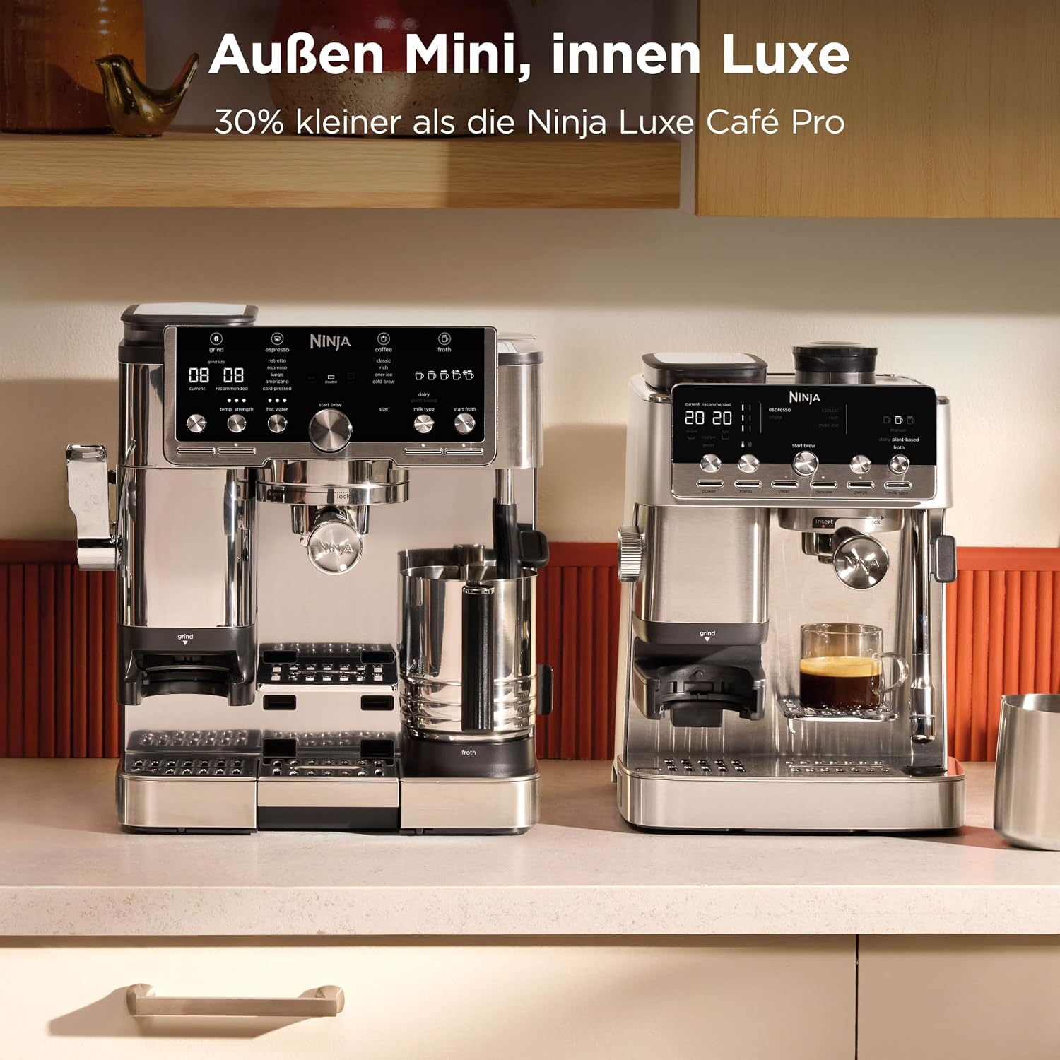 Ninja Luxe Café Mini 2-in-1 Espresso and Filter Coffee Machine with Integrated Grinder and Automatic Milk Frother ES351EU